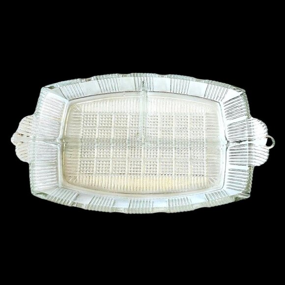Glass Relish Dish 1930s Condiment Serving Art Deco Desk Organizer - Picture 3 of 7